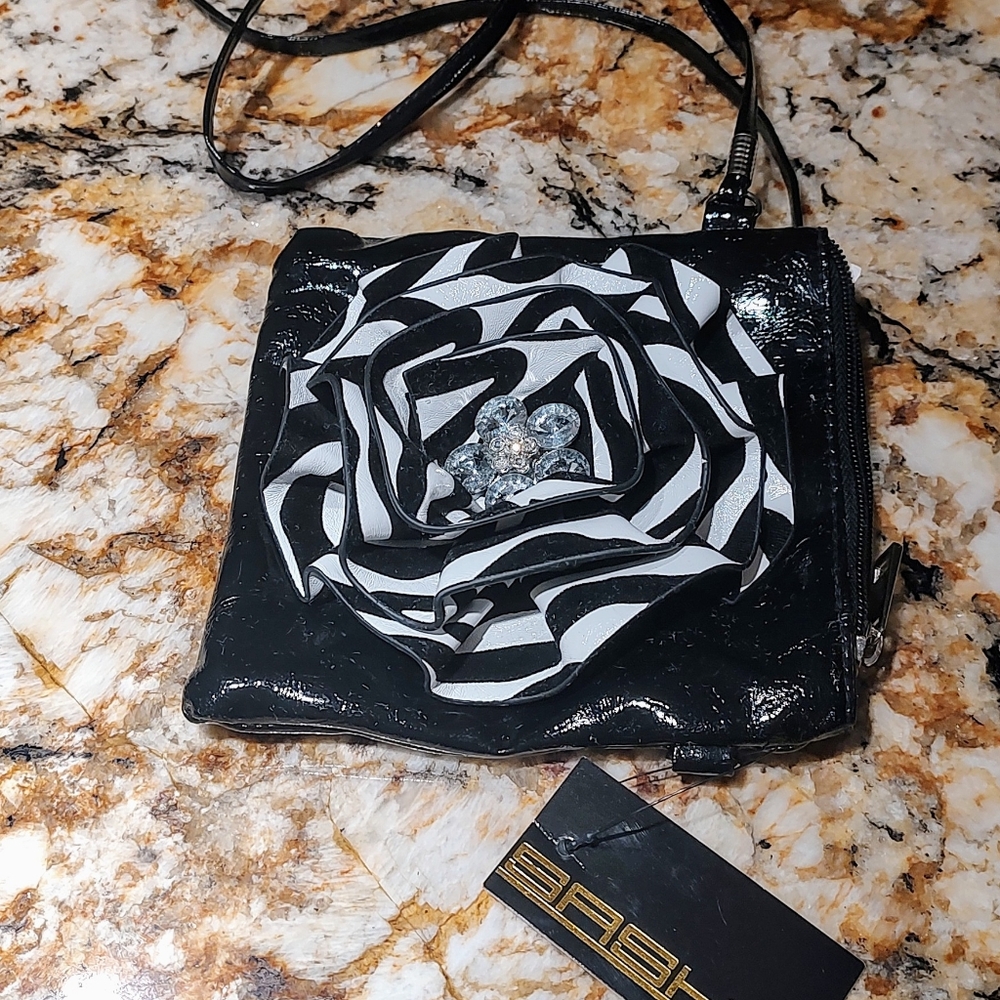 Shasha black and white crossbody bag with bling!